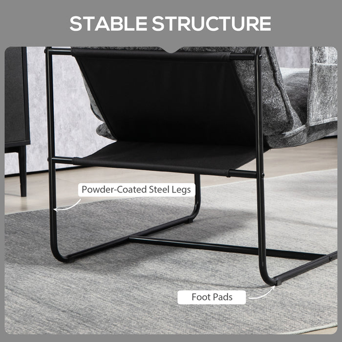 HOMCOM Minimal Padded Accent Chair, with Pockets - Grey
