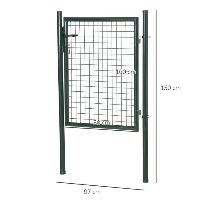 HOMCOM Green Steel Garden Gate with Lock and 3 Keys 97 x 150cm, Green