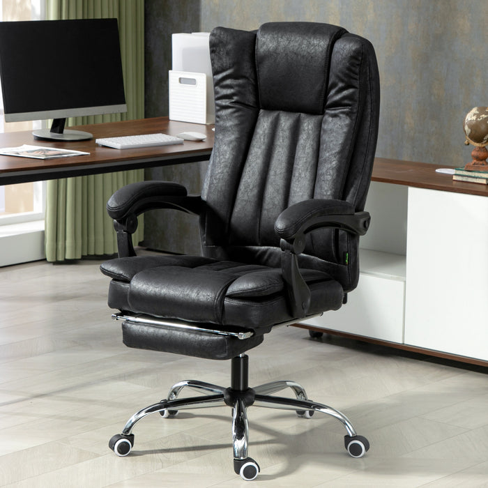 Ergonomic Microfiber Home Office Chair with Reclining Backrest - Armrests and Swivel Casters - Comfortable Desk Chair with Footrest for Long Working Hours