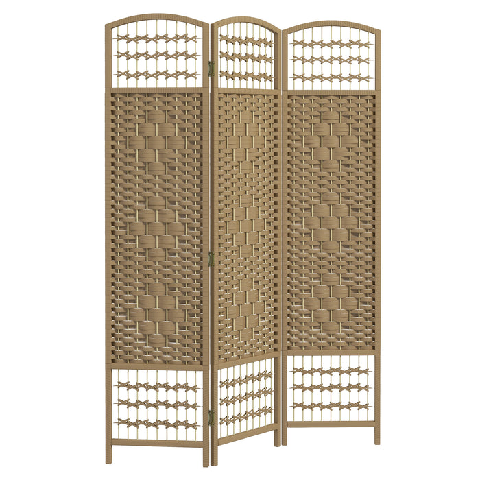 HOMCOM 3 Panel Folding Room Divider, Privacy Screen, Paravent Partition Separator for Living Room, Bedroom, Natural Wood