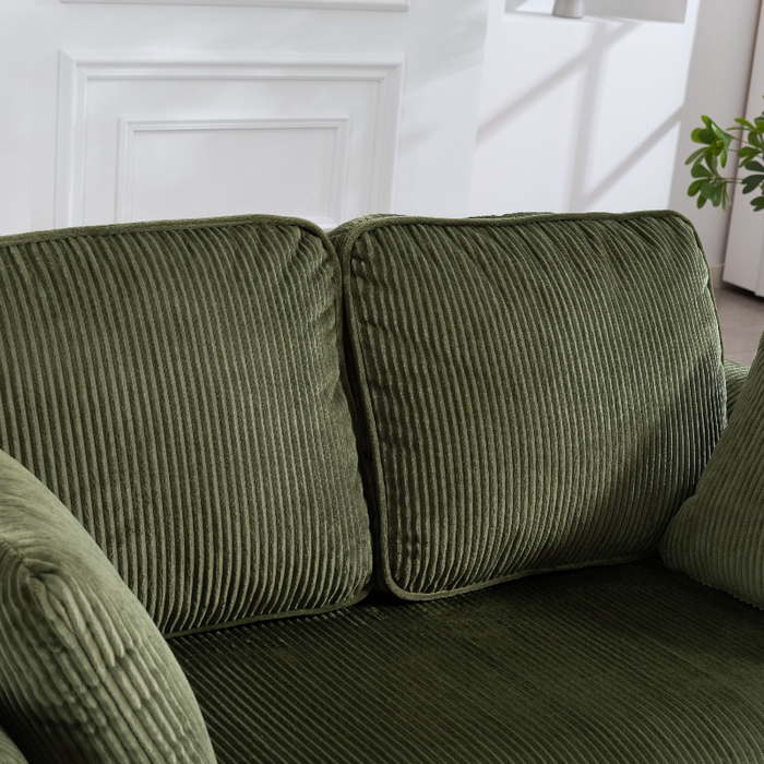 HOMCOM 2 Seater Sofa, 140 cm Loveseat Sofa with Spring Cushions, Metal Legs, 2 Pillows, Dark Green