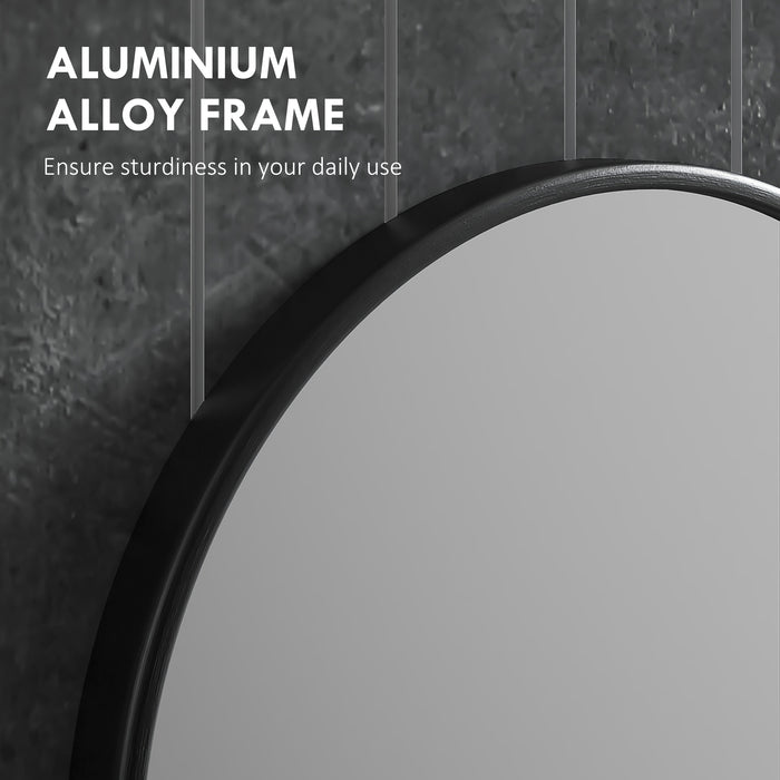 Round Modern Bathroom Mirror - Aluminum Framed Wall-Mounted Vanity, Easy Installation, 70cm - Ideal for Living Rooms & Entryways