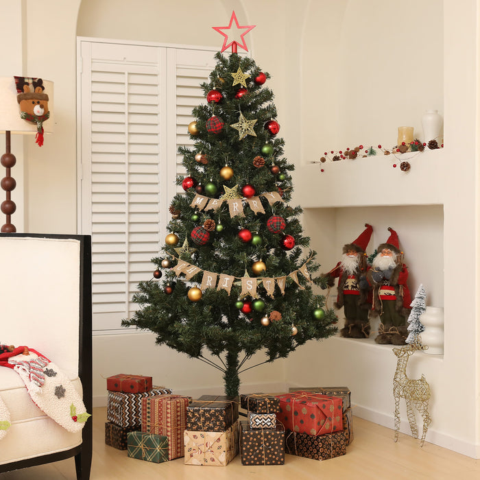 HOMCOM 6ft Pre-Lit and Decorated Christmas Tree | Aosom UK