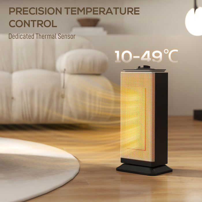 HOMCOM 2000W Ceramic Electric Heater with Fan, Oscillation - Black