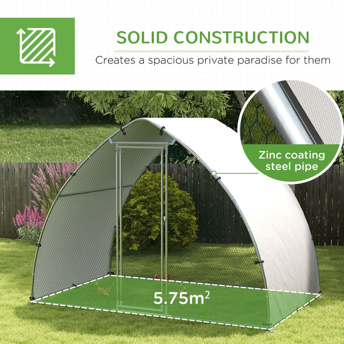 Galvanized Chicken Coop with Weatherproof Cover - Spacious 3 x 1.9 x 2.2m Habitat for Chickens, Ducks, Rabbits - Ideal for Small Farm or Backyard Poultry Enthusiasts