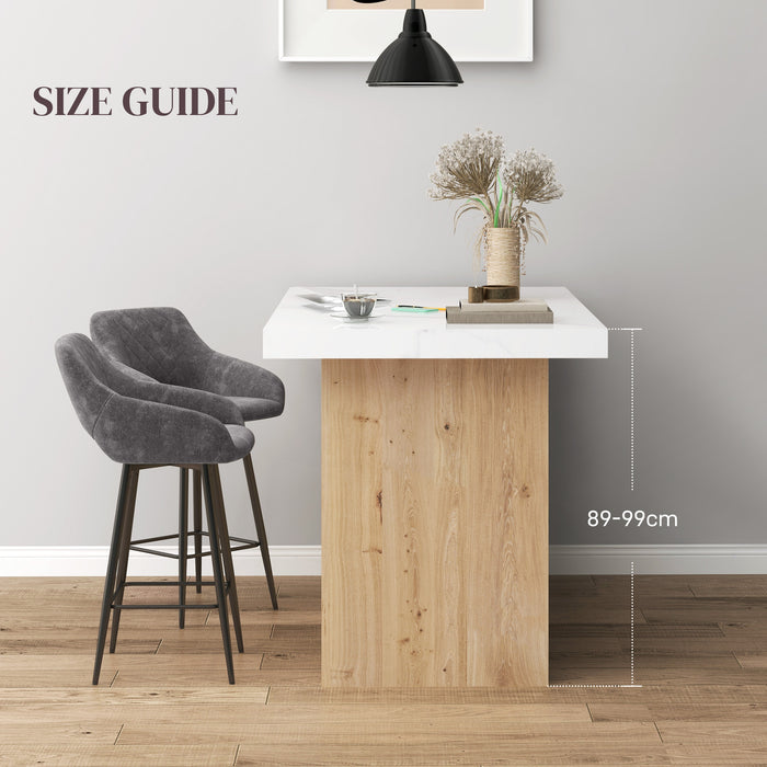 Velvet Grey Bar Stools, Set of 2 - Luxurious Soft Touch Counter Seating - Ideal for Home Bar or Kitchen Island Comfort