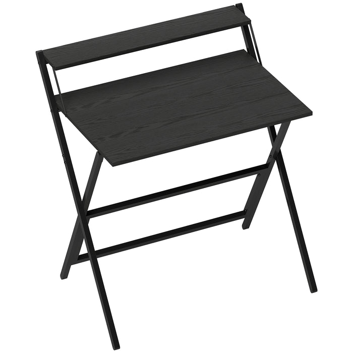 HOMCOM 81.5 cm Folding Computer Desk with Monitor Shelf - Black