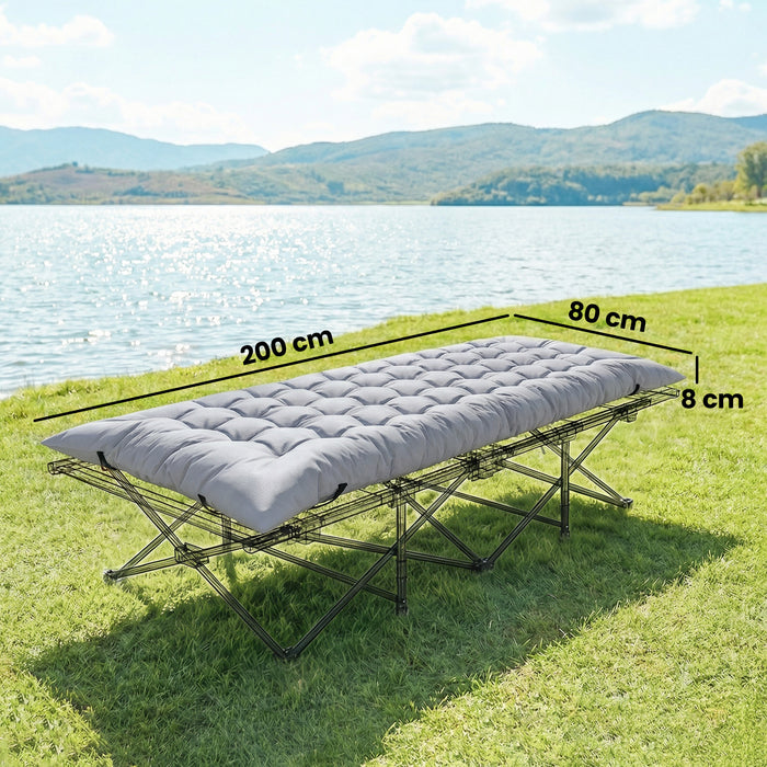 Outsunny Sleeping Mat, Foldable Camping Mattress Pad with Elastic Straps, Light Grey