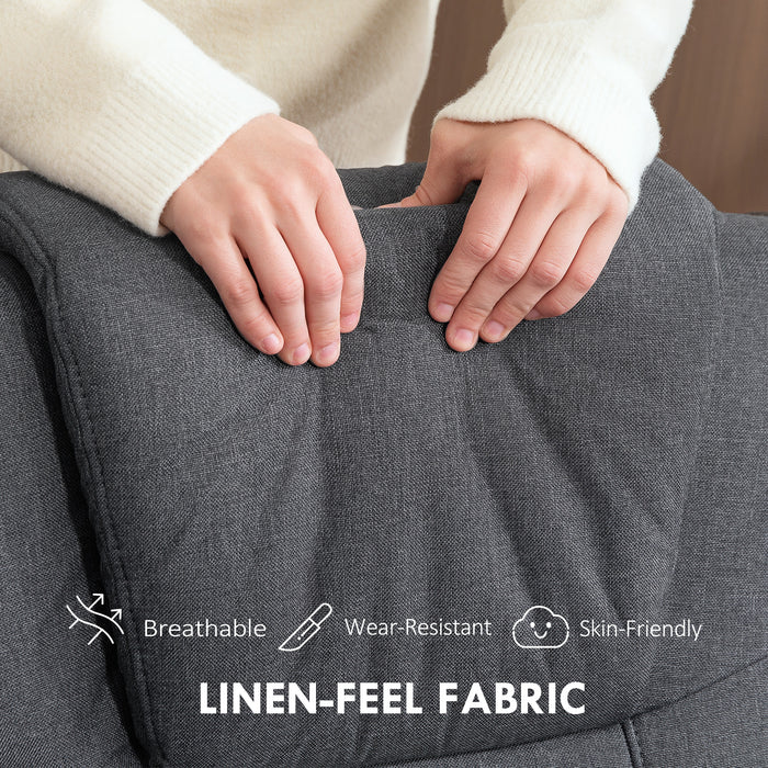 HOMCOM Rocker Swivel Recliner Chair with Footstool - Charcoal Grey Linen