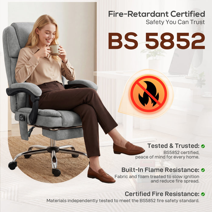 HOMCOM Office Chair with 6-Point Vibration Massage and Heat, Executive Computer Desk Chair with High Back, Reclining, Grey