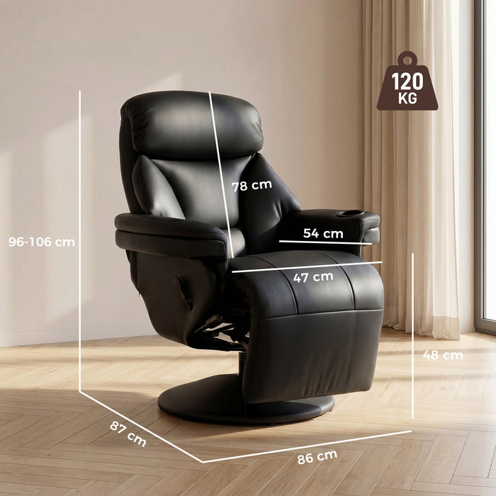 HOMCOM Upholstered Reclining Armchair, Manual Recliner Chair with Footrest and Adjustable Backrest, Black
