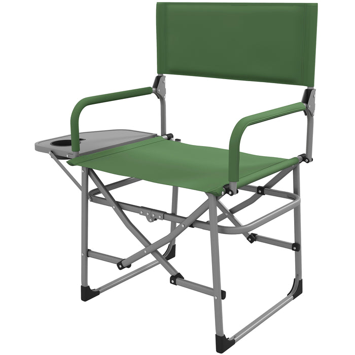 Heavy-Duty Folding Directors Chair - Built-In Side Table, Portable, Outdoor Seating - Ideal for Camping, Tailgating, and Patio Use