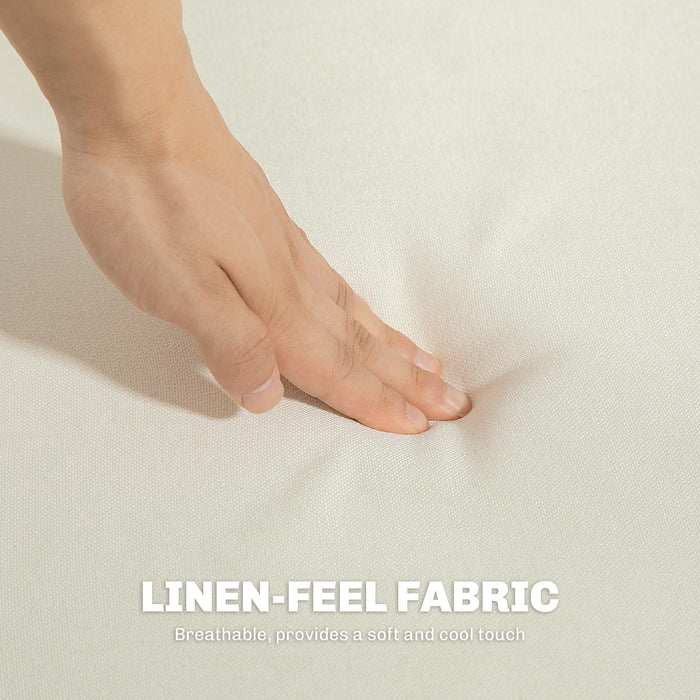 HOMCOM 2 Seater Sofa, Modern Tufted Fabric Couch, Upholstered Loveseat with Wood Legs for Small Space, Living Room, Bedroom, Office, Cream White