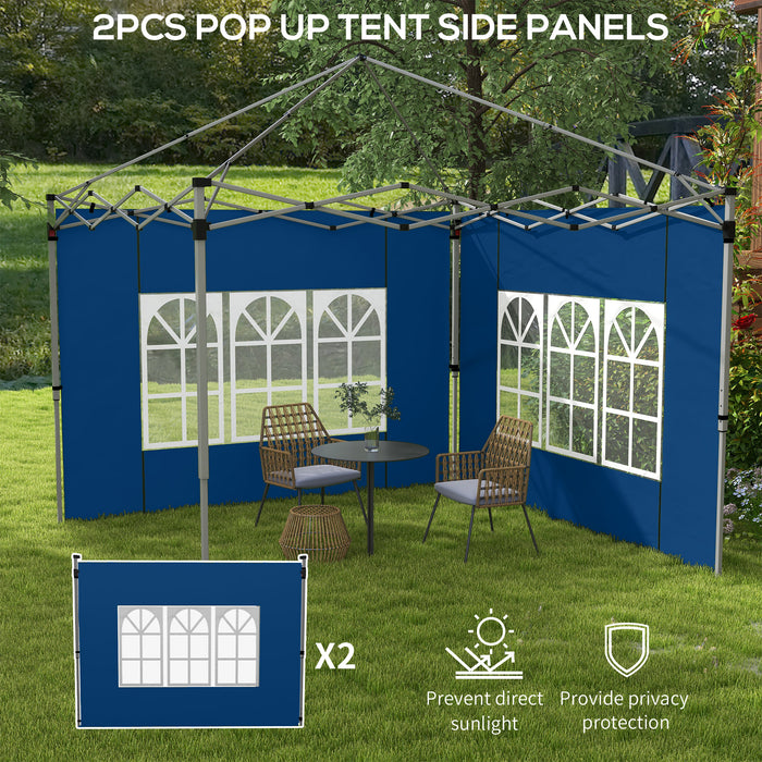 Outsunny Set of 2 Gazebo Side Panels - Blue