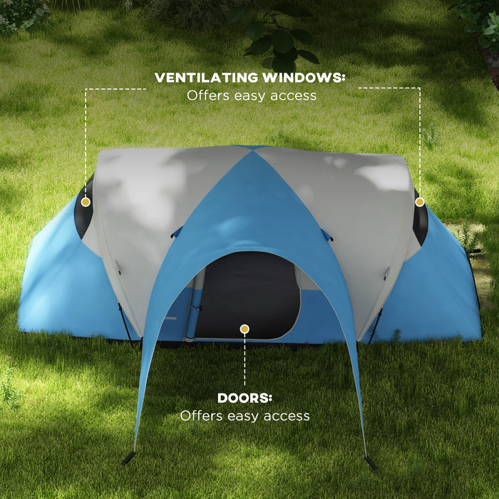 Family Camping Retreat - 3000mm Waterproof Tent for 5-6 People with Porch and Sewn-In Groundsheet - Ideal Portable Shelter with Carry Bag for Group Outings in Blue