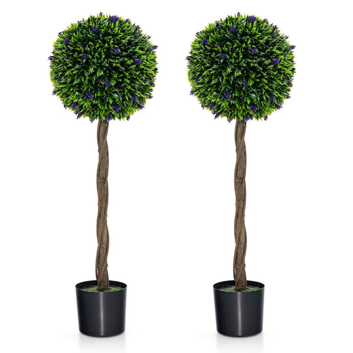 115 CM Artificial Boxwood Topiary Tree Set of 2 Fake Lavender Ball Plant-