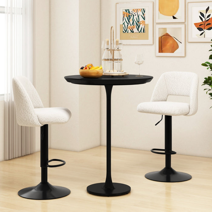 Set of 2 Adjustable Swivel Bar Stools with Backrests Footrests-White