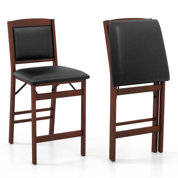 Set of 2 Counter Height Chairs with Rubber Wood Legs-