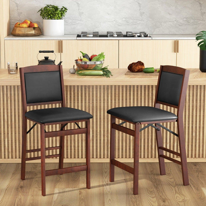 Set of 2 Counter Height Chairs with Rubber Wood Legs-