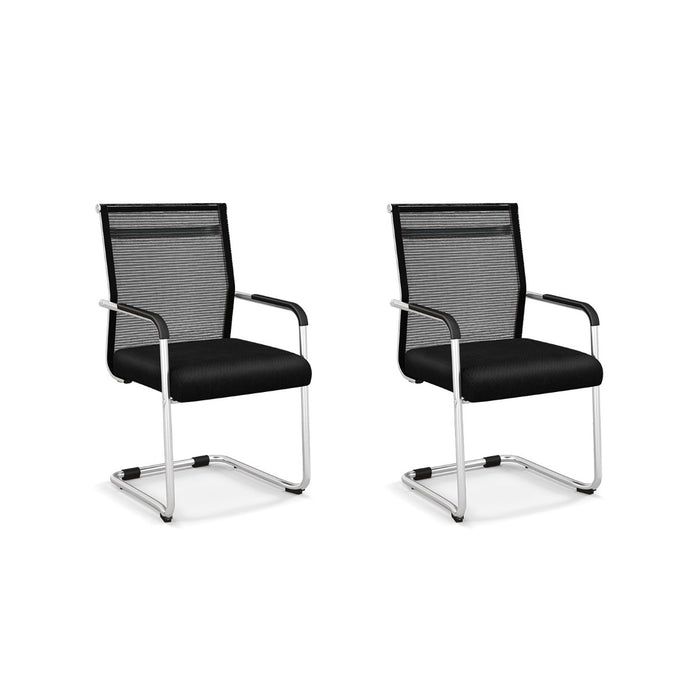 Set of 2 Executive Office Guest Chairs with Metal Sled Base-