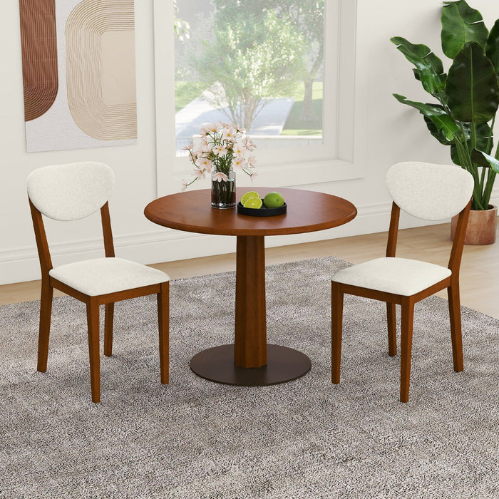 Set of 2 Sherpa Dining Chairs with Rubber Wood Legs-