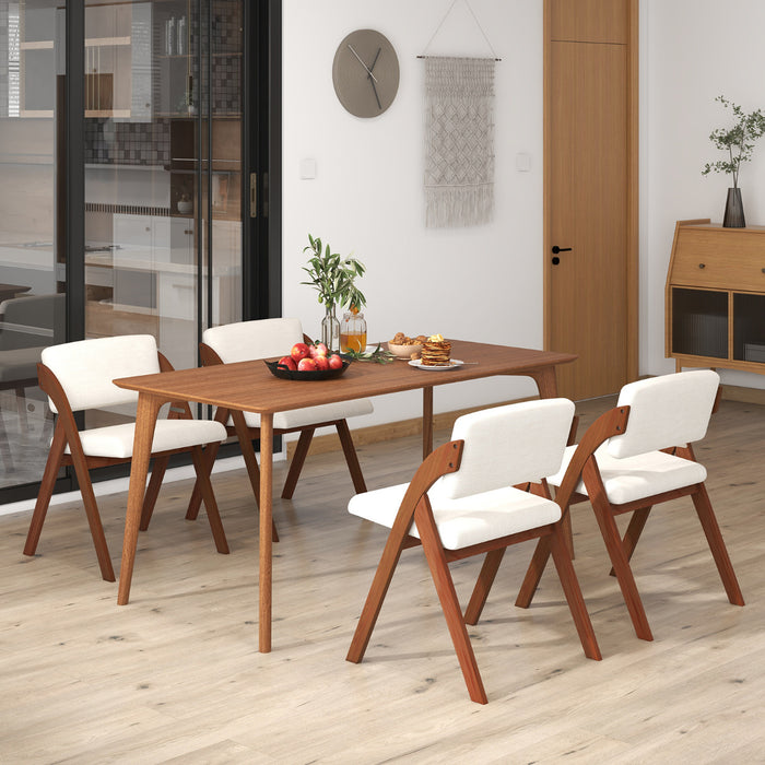 Set of 4 Dining Chairs Folding Kitchen Chair with Rubber Wood Legs-
