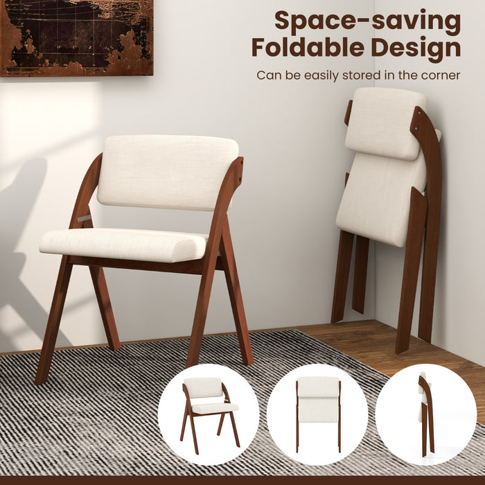 Set of 4 Dining Chairs Folding Kitchen Chair with Rubber Wood Legs-