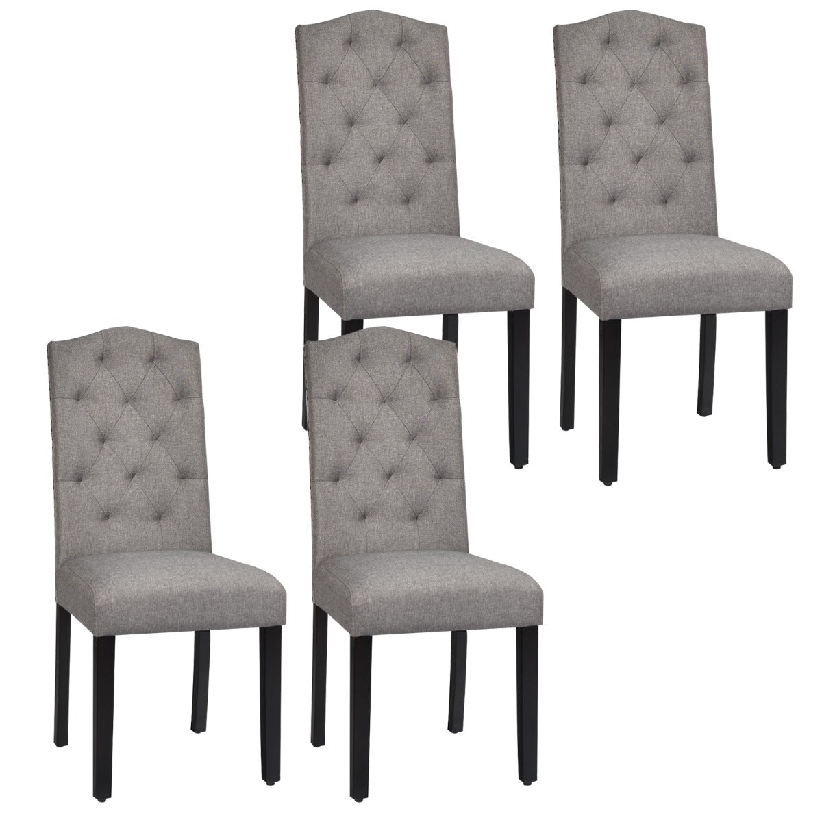 Set of 4 Dining Chairs with Ergonomic High Backrest