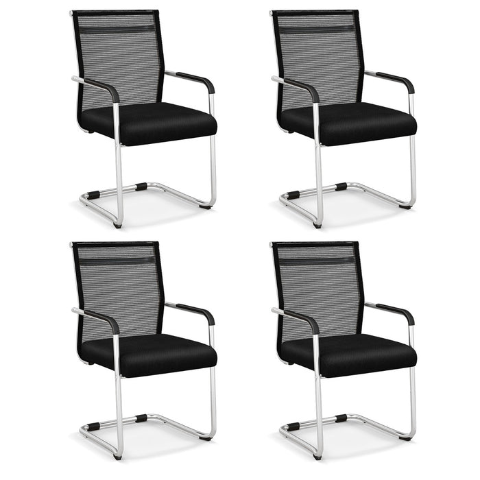 Executive Guest Chair Set - Set of 4 Office Chairs with Sleek Metal Sled Base - Ideal for Office Visitors and Business Meetings