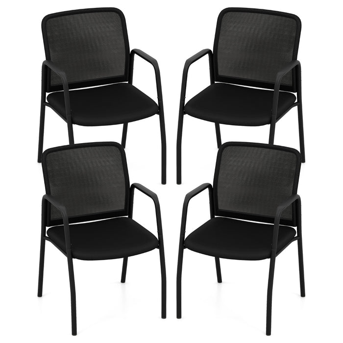 Set of 4 Office Guest Chairs with Ergonomic Mesh Backrest and Cushioned Seat-Black