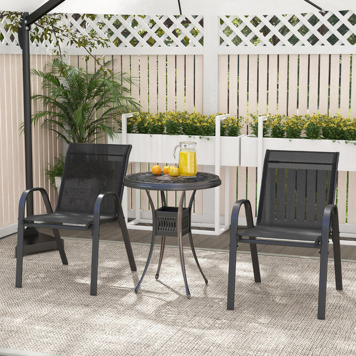 Set of 4 Patio Chairs with Armrests for Garden Deck and Porch-Black