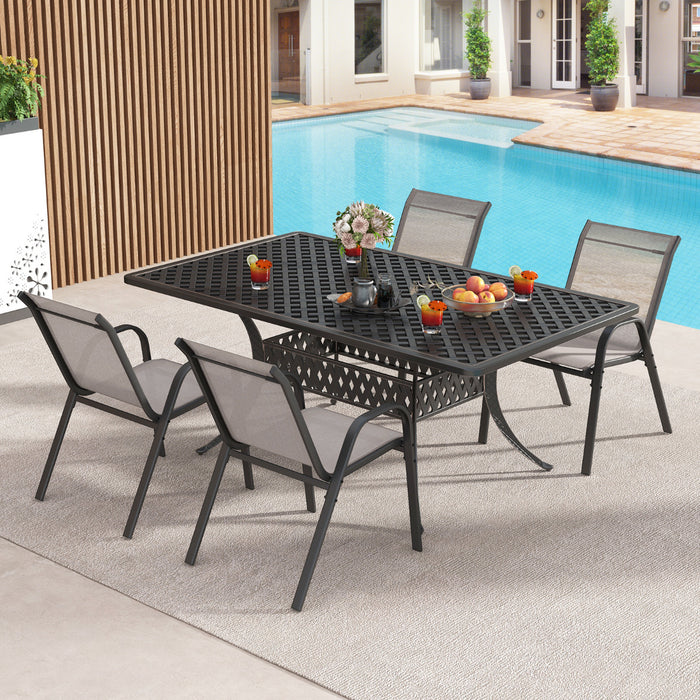 Set of 4 Patio Chairs with Armrests for Garden Deck and Porch-Black