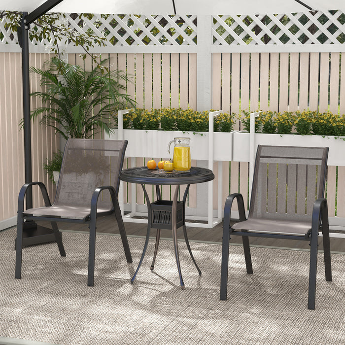 Set of 4 Patio Chairs with Armrests for Garden Deck and Porch-Black