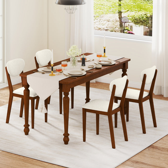 Set of 4 Sherpa Dining Chairs with Rubber Wood Legs-