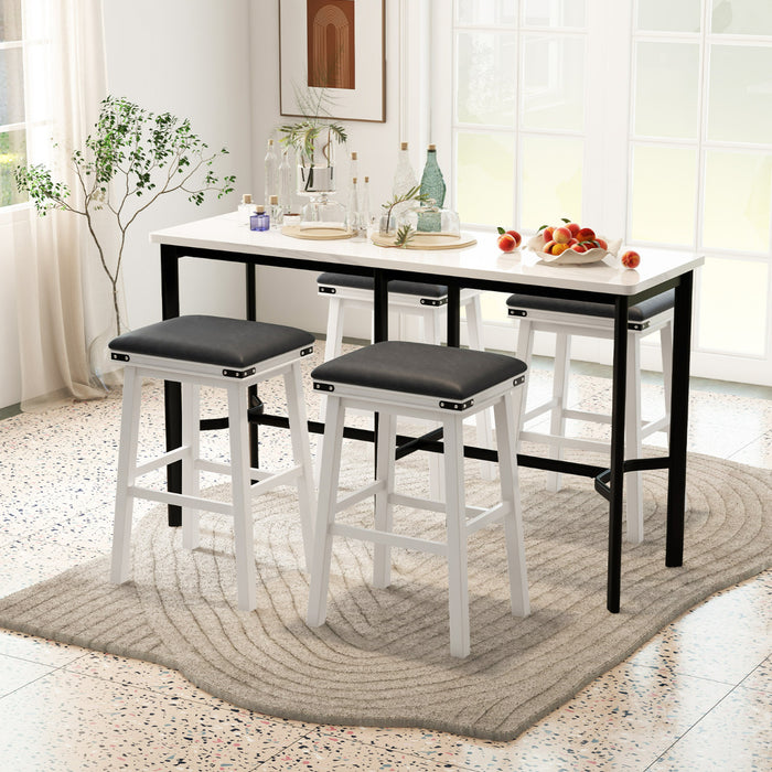 Set of 4 Upholstered Bar Stool 76cm Backless Height Bar with Footrest-