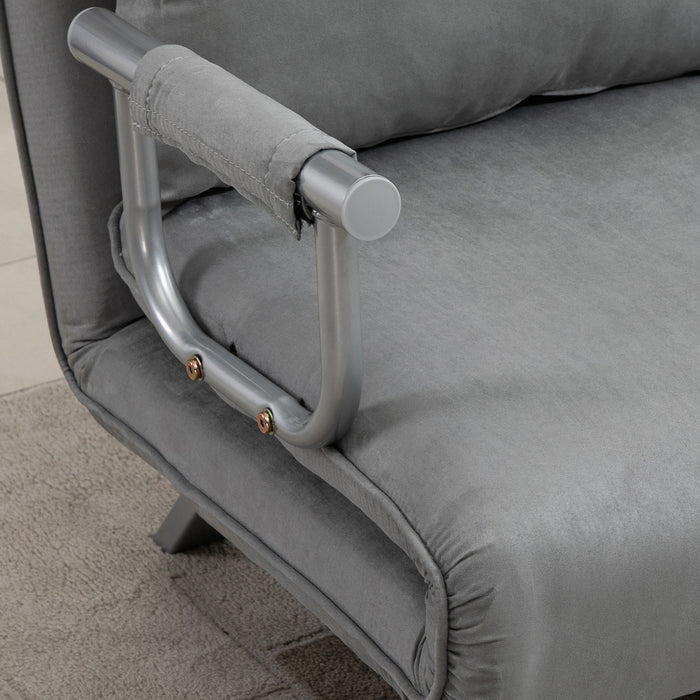HOMCOM Two-Seater Click-Clack Sofa Bed - Light Grey | Aosom UK