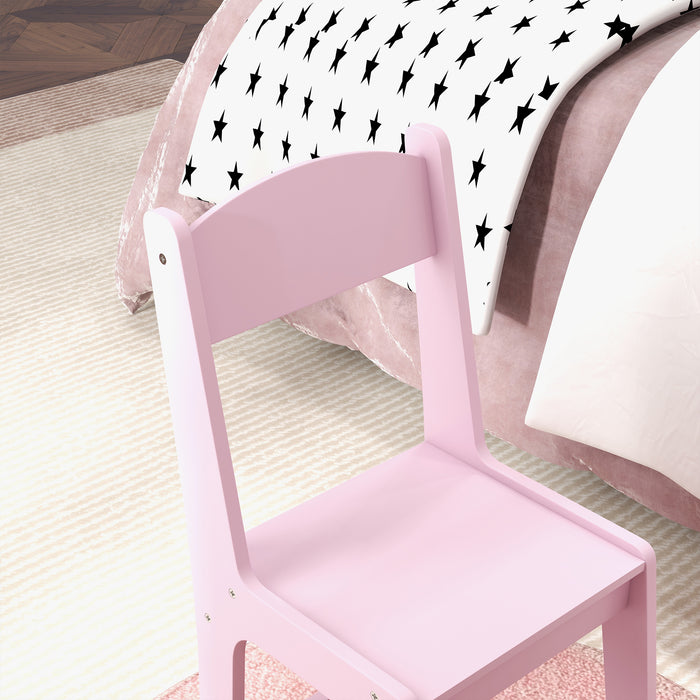 AIYAPLAY Kids Dressing Table Sets with Stool and Tri-Fold Mirror, Drawer for Playroom, Bedroom - Pink | Aosom UK