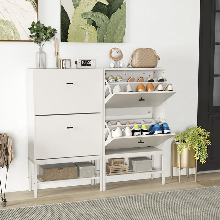 Shoe Storage Cabinet with 2 Flip Drawers and Adjustable and Removable Shelves-