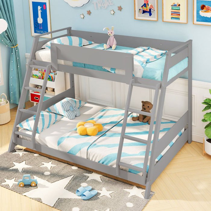 Single Over Double Bunk Bed with Ladders and Safety Guardrails-