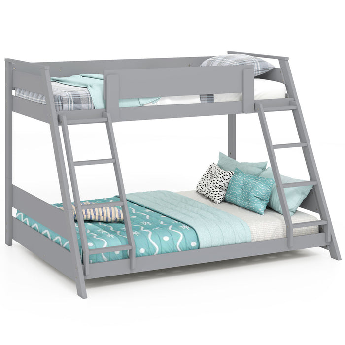 Single Over Double Bunk Bed with Ladders and Safety Guardrails-