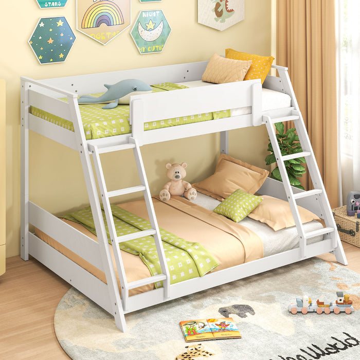 Single Over Double Bunk Bed with Ladders and Safety Guardrails-