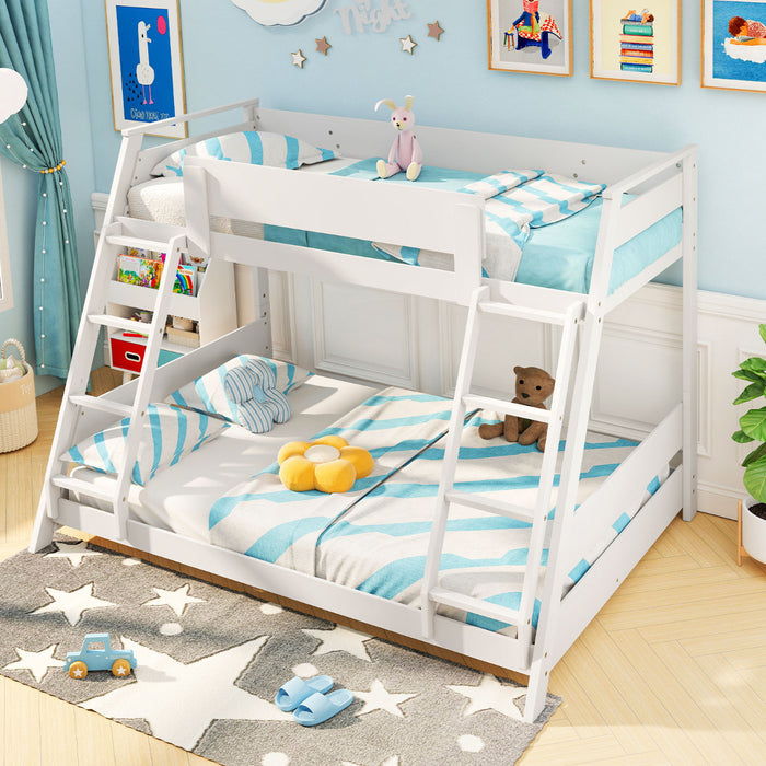 Single Over Double Bunk Bed with Ladders and Safety Guardrails-