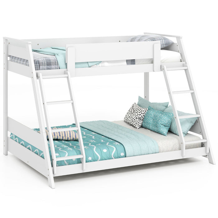 Single Over Double Bunk Bed with Ladders and Safety Guardrails-
