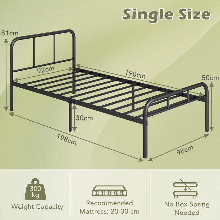 Bed Frame with Headboard and Footboard-Single Size
