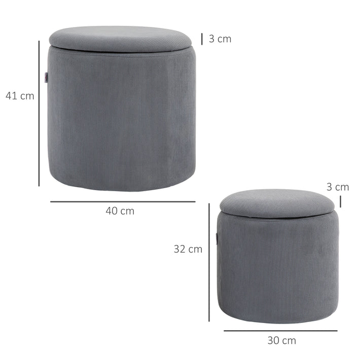 HOMCOM Modern Storage Ottoman with Removable Lid - Light Grey
