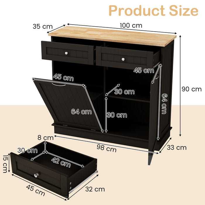 Kitchen Tilt Out Trash Cabinet with 70L Hidden Garbage Holder-