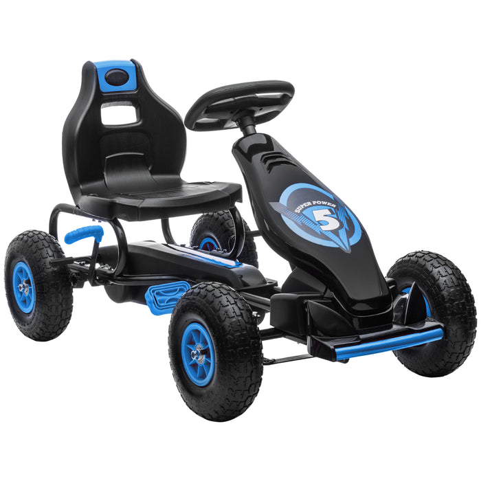 Kids' Blue Pedal Go-Kart - Adjustable Seat & Inflatable Tires for Smooth Rides - Fun Outdoor Activity for Children