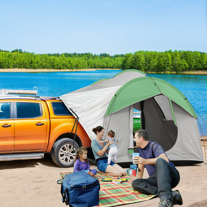 Outsunny SUV Car Tent for Camping, Waterproof PU2000mm, 5 Man Tailgate Tent, 2.4 x 2.1 m, Grey and  Green