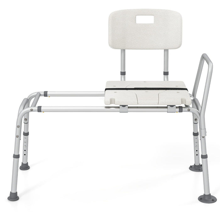 Sliding Tub Transfer Bench Adjustable Inside Bathtub Chair with Safety Belt