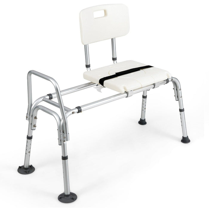 Sliding Tub Transfer Bench Adjustable Inside Bathtub Chair with Safety Belt